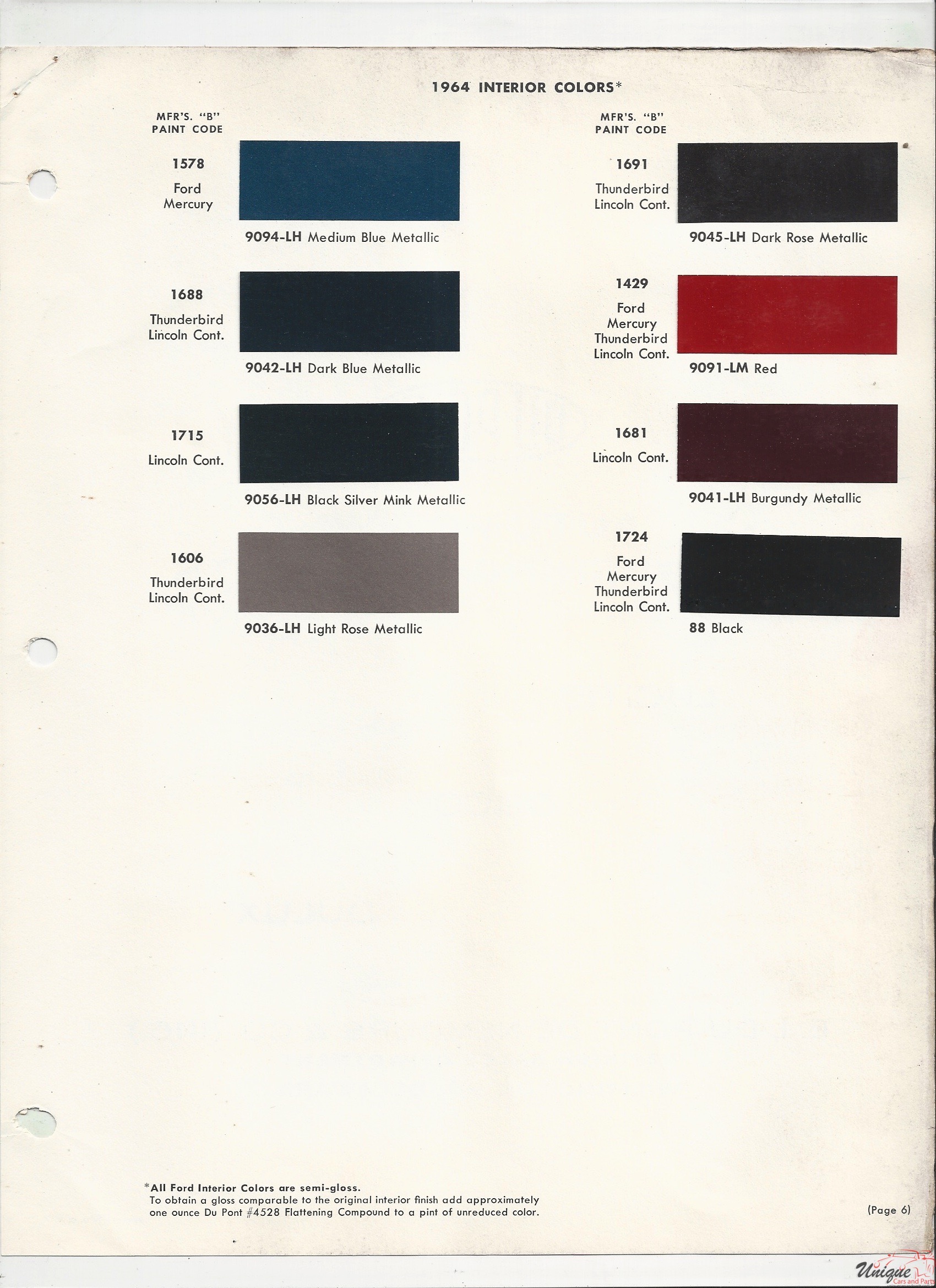 1964 Ford-5 Paint Charts
